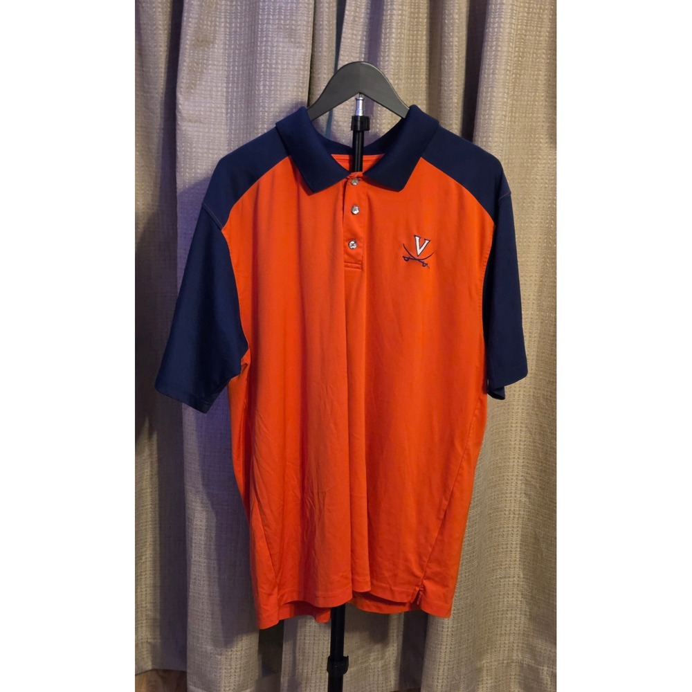 KA Knights Apparel Virginia Cavaliers Polo‎ Shirt Mens Size 2XL Orange Navy